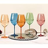 Colored Wine Glasses Set of 6-19oz,Large Capacity Hand Blown Crystal Colorful Wine Glass with Stem for Valentine's Day,Wedding,Party,Multicolor Wine Glass Gift Set for Wine Lovers,Women Birthday