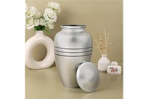 Alpha Living Home Handcrafted Funeral Memorial Cremation Urn in Elegant Pewter Affordable Urn for Human Ashes - Cremation Urn