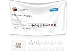 xiheer Kanye Tapestry Tweet flags, naps are awesome with Installation tool, Funny Flags for Room College University Dorm Guys Rapper wall Decorations meme Gift, 3x5 Ft