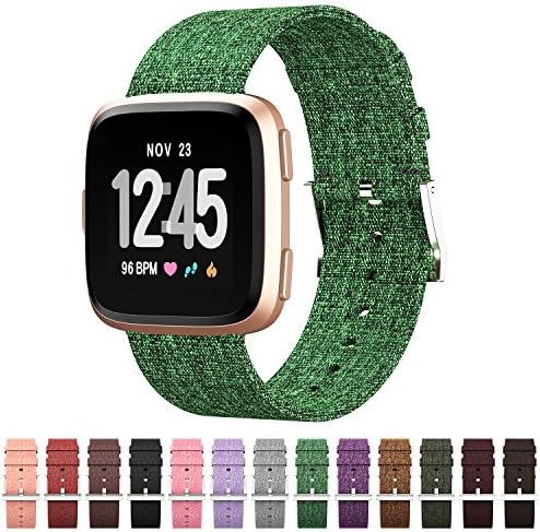 GeekSpark Fitbit Versa Bands, Woven Fabric Quick Replacement Accessories Wristbands with Classic Square Stainless Steel Clasp for Fitbit Versa Smartwatch