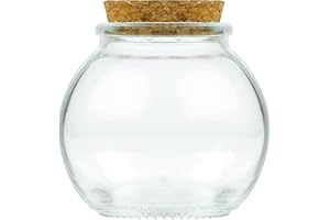 FJNATINH Small Jars Round Glass Bottle with Cork Lid, 100ml Wedding Candy Sand Keepsake Jar, for Home DIY Art Crafts Wedding Party Supplies Festive Decorations(Round)
