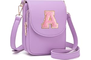 Viverte Crossbody Purse for Teen Girls Small Initial Cell Phone Toddler Purse Leather Triple Compartment Crossbody Bags