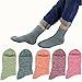 Zmaomaoy YEHUA Womens Warm Thick Wool Socks - Knitting Vintage Style 5 Pairs Size 5-10