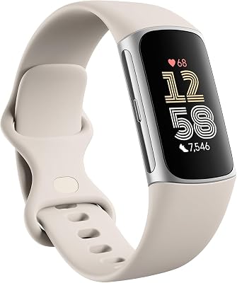 Fitbit Charge 6 Activity Tracker Heart Rate Monitoring, 7-Day Battery, Integrated Google Apps, Maps & Wallet, in-Depth Health Insights, Activity & Sleep Analysis, Porcelain/Silver Aluminium