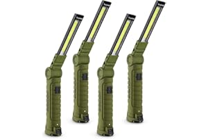 Lmaytech 4 Pack Rechargeable LED Work Lights with Magnetic Base and 360° Rotation, 5 Modes for BBQ, Camping, Reading, and Car Repair
