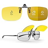 Goiteia Photochromic Night Driving Glasses Clip on for Men Women,Flip up, Anti Glare from Headlights/LED Bulbs, UV Protection
