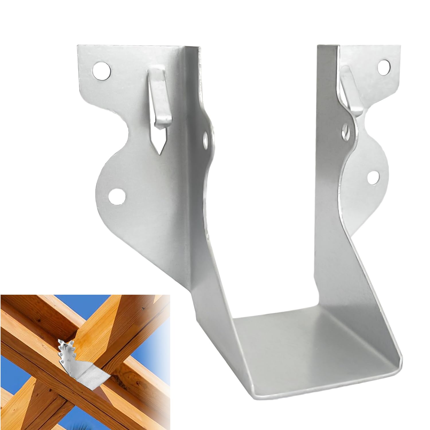 Photo 1 of [15Pcs] 2X4 Joist Hanger Tie Brackets LU24 18 Gauge Zmax Galvanizing Face Mount Joist Hangers for Wood Hurricane Ties Widely Applicable Rafter Ties