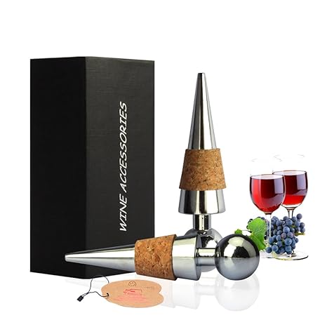 Yobansa 2 Set aus Zinklegierungs-Weinstopfen, Wine Cork Stopper, Weintropfen-Stopper-Set (Stil 3)