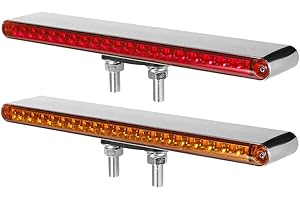 Partsam 2Pcs 12" Red/Amber LED Combo Double Face Truck Semi Trailer Light Bars 20LED Waterproof with Double Studs Sealed Truc