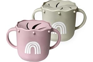 Hippypotamus Snack Cups for Toddlers - Spill Proof - 100% Food-Grade Silicone Snack Containers for Baby - Set of 2 (Blush/Nude)