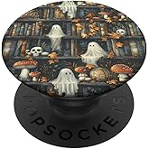 Bookish Ghosts - Dark Style Cute and Spooky Book Shelves PopSockets Adhesive PopGrip