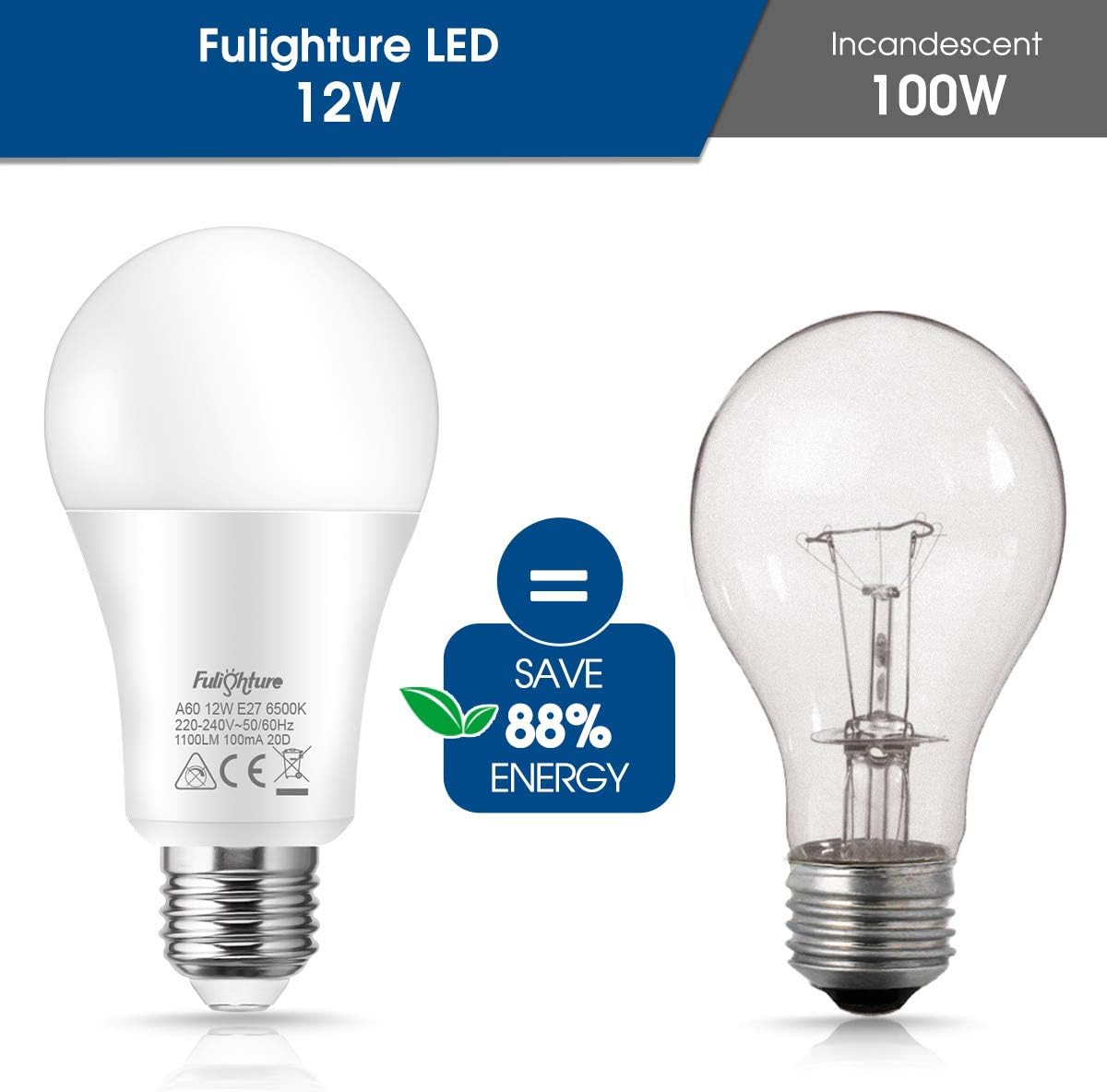 Fulighture E27 Edison Screw Light Bulbs, Ultra Bright 1100lm, A60 Led Bulbs, for Bedroom Living Room Bedroom Non-dimmable - Image 4