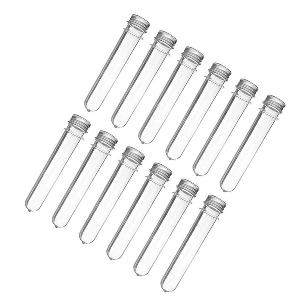 Hmxpls 12pcs 40ml Test Tubes Clear Plastic Empty Refillable Tube Holder