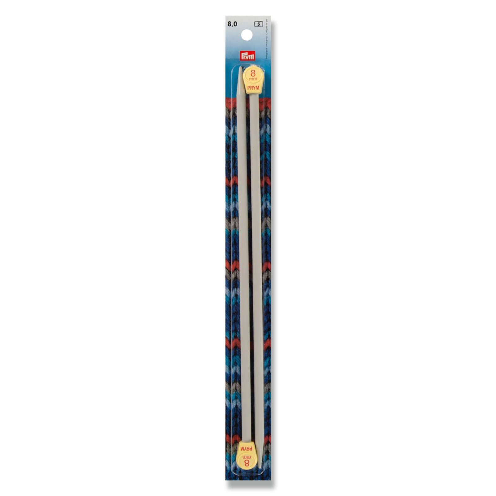 Prym 35 cm 8 mm Single-Pointed Knitting Pins, Pack of 2, Plastic Grey