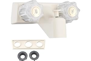 HANSENGROYI Dual-Handle Camper Faucet, 4" RV Bathtub Faucet with Shower Diverter, Outdoor Shower for RV, Camper Van, Inside and Outside Bathroom (Milky White)