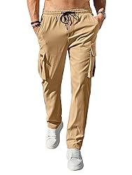 PLEPAN Men's Casual Cargo Pants Drawstring Hiking