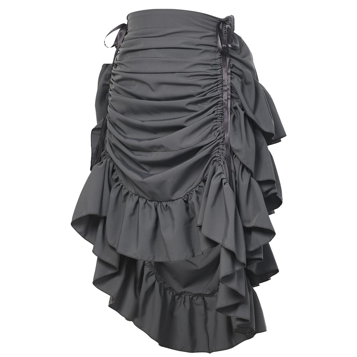 GRACEART Women's Steampunk Skirt Adjustable Ruffle Gothic Vintage Long Skirts Halloween Medieval Vampire Pirate Dress