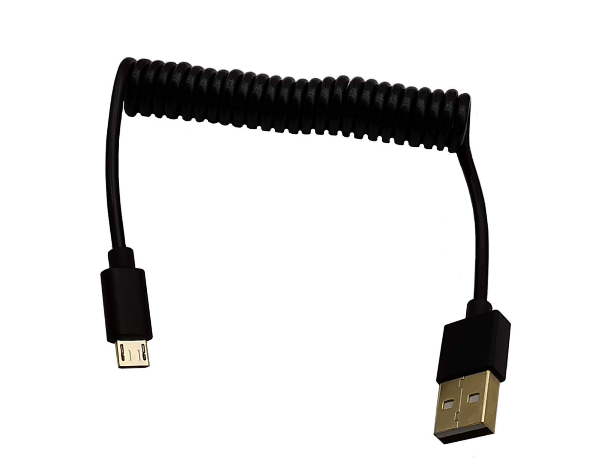 innov8 Gold Plated USB 2.0 A Male to Micro 5Pin B Male Data Sync Extension Coiled Cable Connector - 1m
