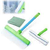 Recyclable Silicone Window Squeegee Kit, Window Cleaning Kit, Window Squeegee Cleaner Kit, with Silicone Squeegee &amp; Microfiber Scrubber for Shower Glass Mirror Door Car (1Set)
