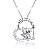 Jewlikee Koala Necklace Animal Necklace Sterling Silver Heart Pendant I Love You Forever Jewelry Gifts for Women Mom Grandma