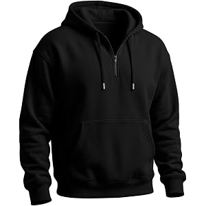Vividcrate Men's Quarter Zip Hoodie Pullover Fall Basic Tops Long Sleeve Casual Sweatshirt Hooded with Pockets