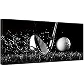 gold mi Golf Course Black Artwork Canvas Print Black and White Men Cave Home Office Wall Art Picture Golf Ball Sport Canvas Painting for Gym Living Room Wall Decor Frame 20x40inch Minimalist