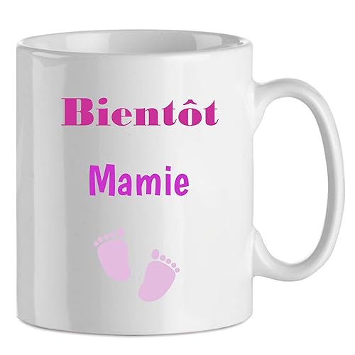 Mug Bientot Mamie En Rose En Ceramique Idee Cadeau Noel Anniversaire Fete Des Grand Mere Amazon Fr Handmade