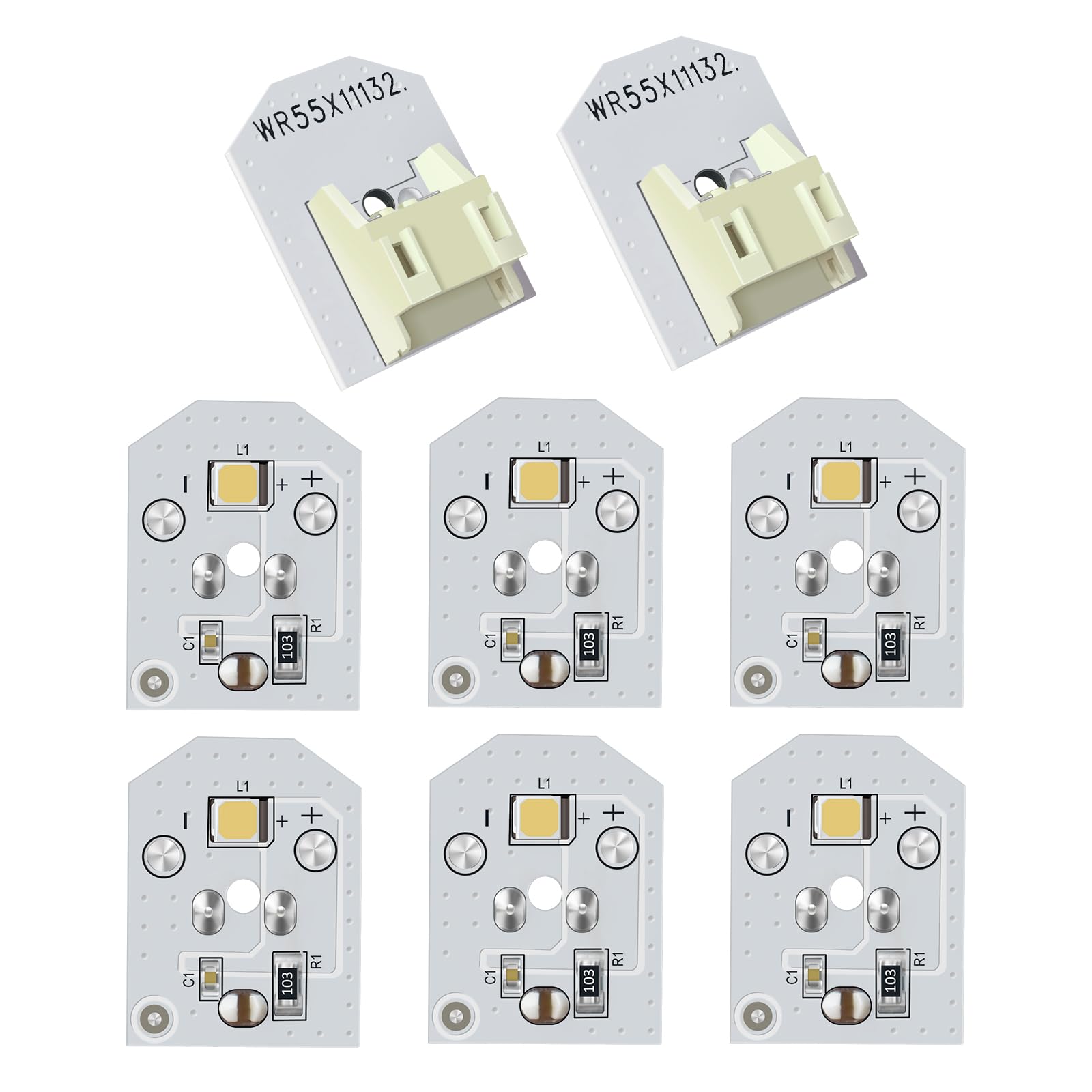 Photo 1 of ***1 IS MISSING***(8-Pack) New Upgraded WR55X11132 LED Light Replacement for GE Refrigerator Light Bulb - Compatible with WR55X25754, WR55X26486, WR55X30602, EAP12172918, AP6261806 - Waterproof, No Plastic Cover***1 IS MISSING***