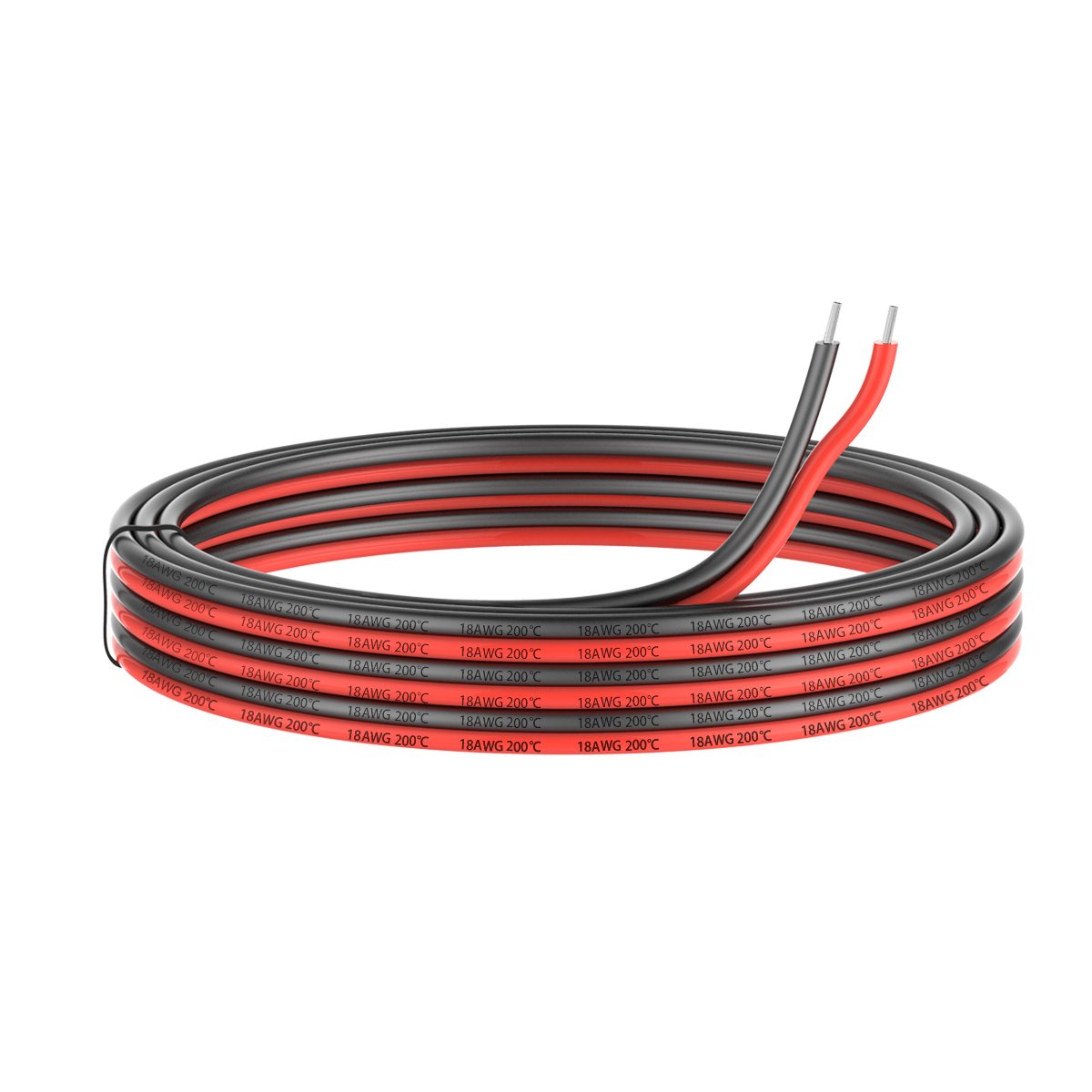 18awg 0.82mm² Electrical wire 2 Cores silicone wire 20 Meters [Black 10M Red 10M] 18 Gauge 200 Deg C 600V flexible Extension cable cord Stranded Tinned copper wire Hookup Model lead wire