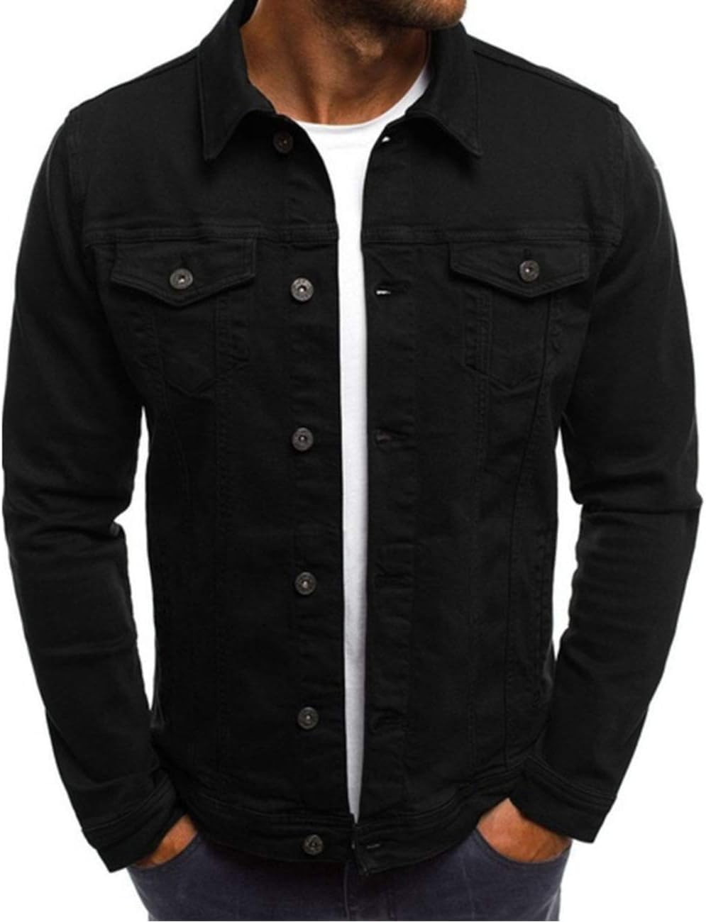 SOMTHRONMen's and Women's Cozy Regular Fit Utility Pocket Overshirt Long Sleeve Slim Fit Button Up Denim Field Shirt Jacket