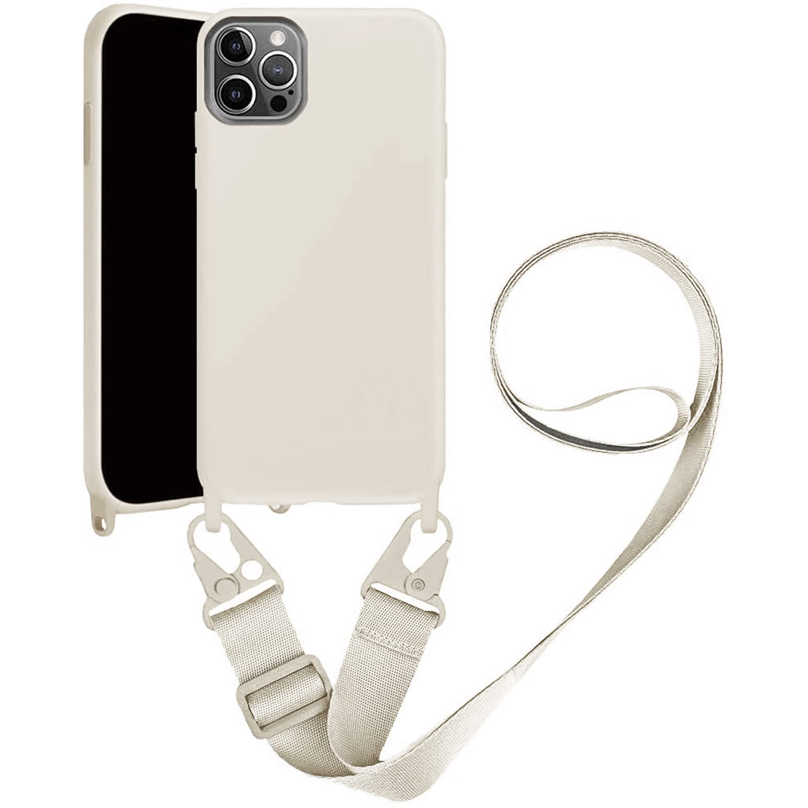 VooDirop Crossbody Case for iPhone 13 Pro Max, Soft Silicone TPU Phone Necklace Case with Nylon Strap, Crossbody Protective Phone Cover Compatible with iPhone 13 Pro Max White — image 1