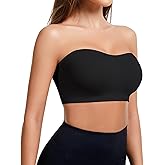 Miguofan Strapless Bra for Women Wireless Padded Bandeau Bra Seamless Non-Slip Silicone Tube Top Push Up Bralette