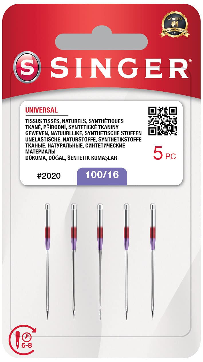 Singer universal needles, 2020, 100/16, metal, silver, 7 x 0.03 x 4 cm, 5 units