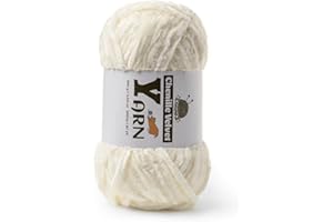 SEKAFRIS Plush Chenille Chunky Yarn - Fluffy Velvet Yarn Crochet for Blanket Knitting and Crocheting - Soft Baby Yarn for Crocheting - Amigurumi Crochet Yarn 100g (87dy) (White)