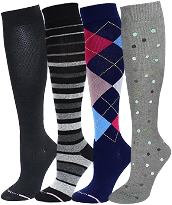 4 Pairs Dr. Motion Therapeutic Graduated Compression Women's Kneehi