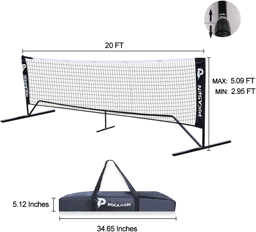 PIKASEN Portable Badminton Net Set - for Tennis, Soccer Tennis, Pickleball, Kids Volleyball - Easy Setup Nylon Sports Net with Poles : Sports & Outdoors