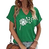 St. Patrick's Day Shirts Women V Neck Lucky Shamrock Clover T-Shirts Irish Festival Graphic Tee Tops