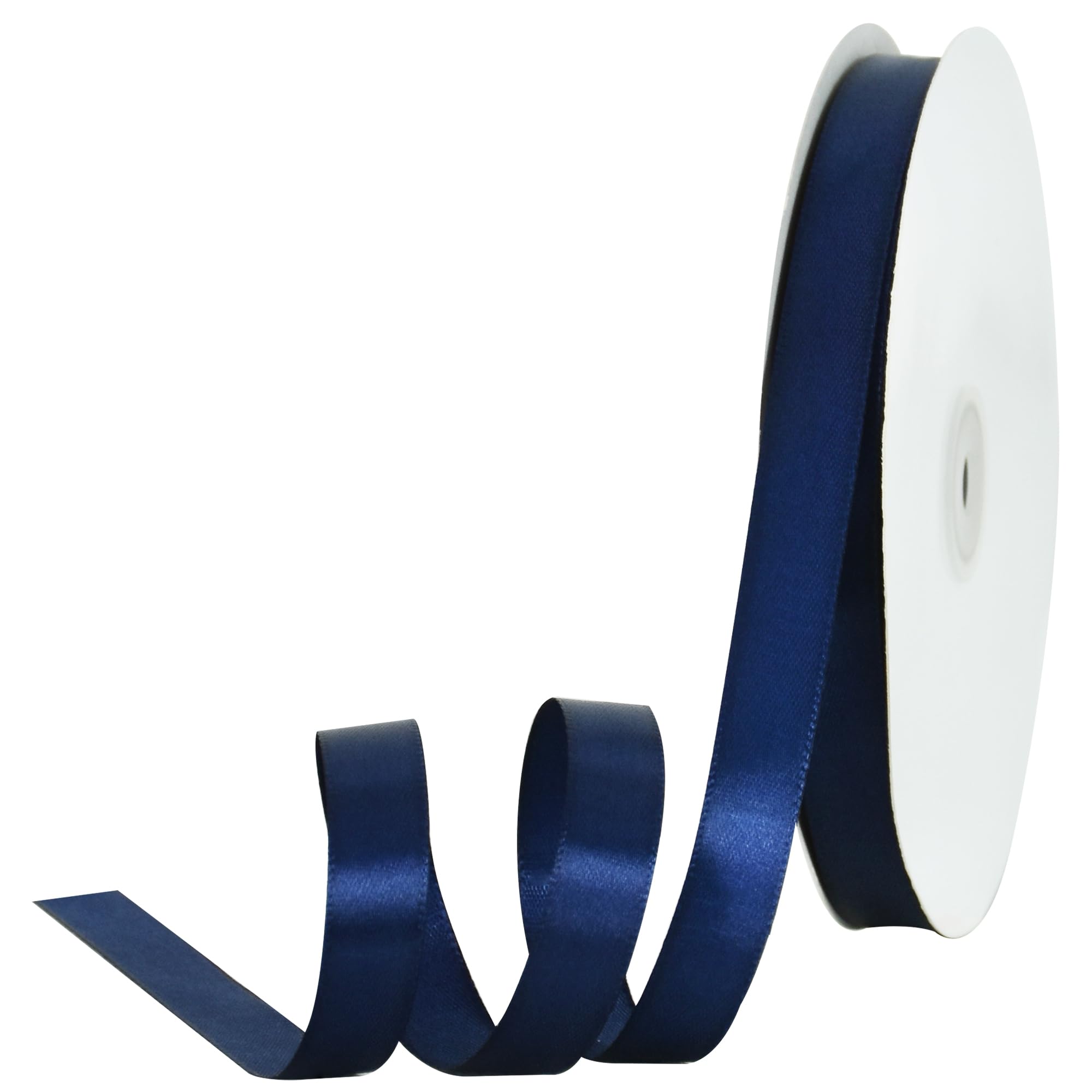 TONIFUL 5/8 Inch x 100yds Navy Satin Ribbon Thin Solid Frabic Ribbons for Sewing, Craft, Bows Making, Gift Wrapping, Invitation Cards, Wedding Party Valentine's Decor
