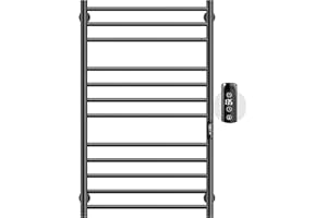 Poloma Paraheeter Wall Mounted Towel Warmer Rack for Bathrooms, Electric Heated Towel Rack Heater, 12-Bars Stainless Steel Black.
