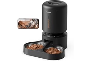 PETLIBRO Automatic Cat Feeder with Camera for Two Cats, 1080P HD Video with Night Vision, 5G WiFi Pet Feeder with 2-Way Audio for Cat & Dog, Low Food & Motion & Sound Alerts, Dual Tray, Black 5L