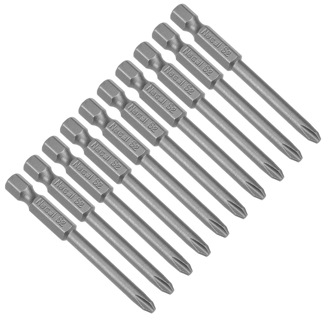 sourcing map 10 Pcs 4.5mm PH2 Magnetic Phillips Screwdriver Bits, 1/4 Inch Hex Shank 2.56-inch Length S2 Power Tool