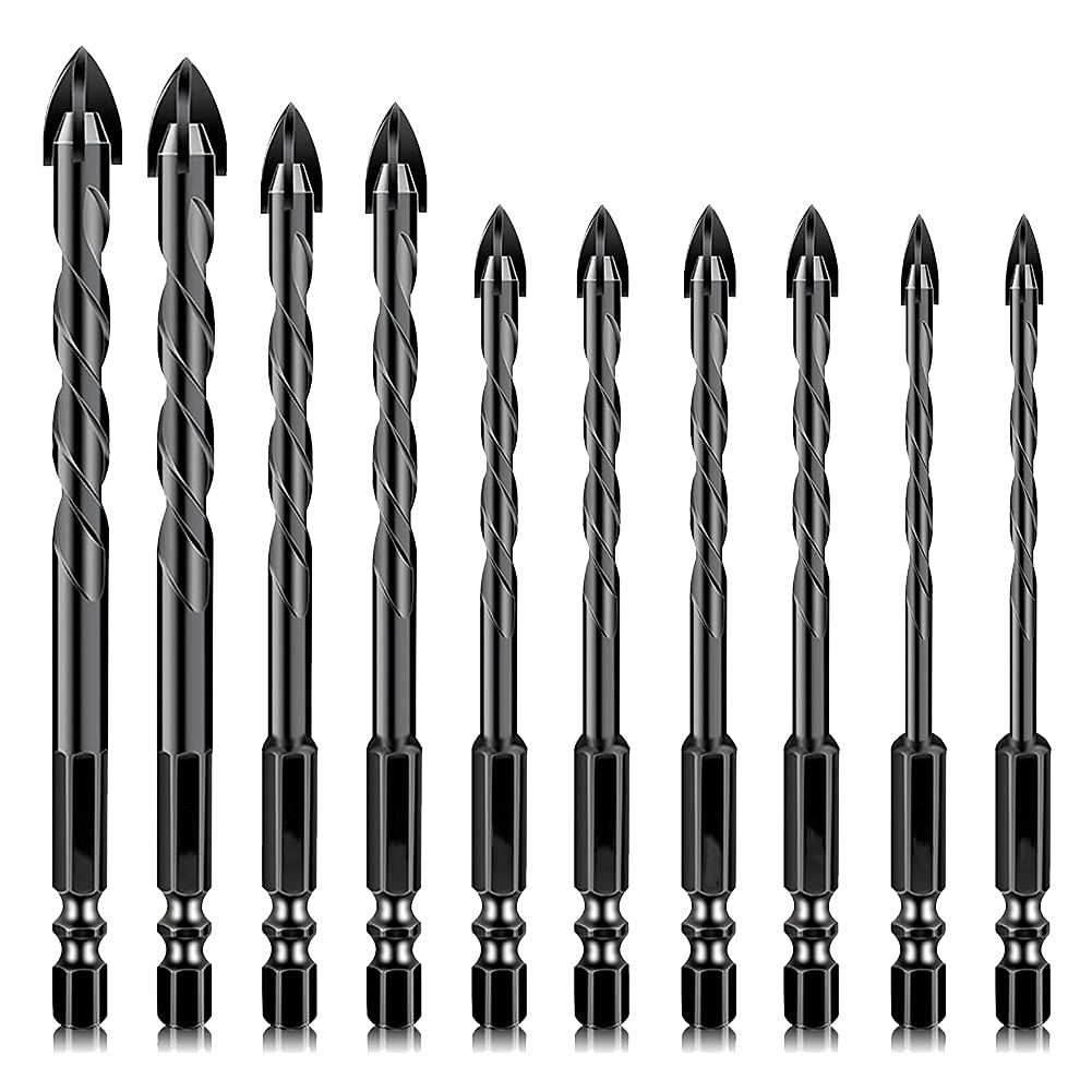 Tile Drill Bit Set, Multi-Purpose 1/4 Hex Shank Tungsten Carbide Drilling Tool for Porcelain, Ceramic, Concrete, Brick, Glass (5-12mm)