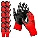 ACKTRA Nitrile Coated Nylon Safety WORK GLOVES 12 Pairs, Knit Wrist Cuff, Multipurpose, for Men & Women, WG003 Red Polyester, Black Nitrile, Medium