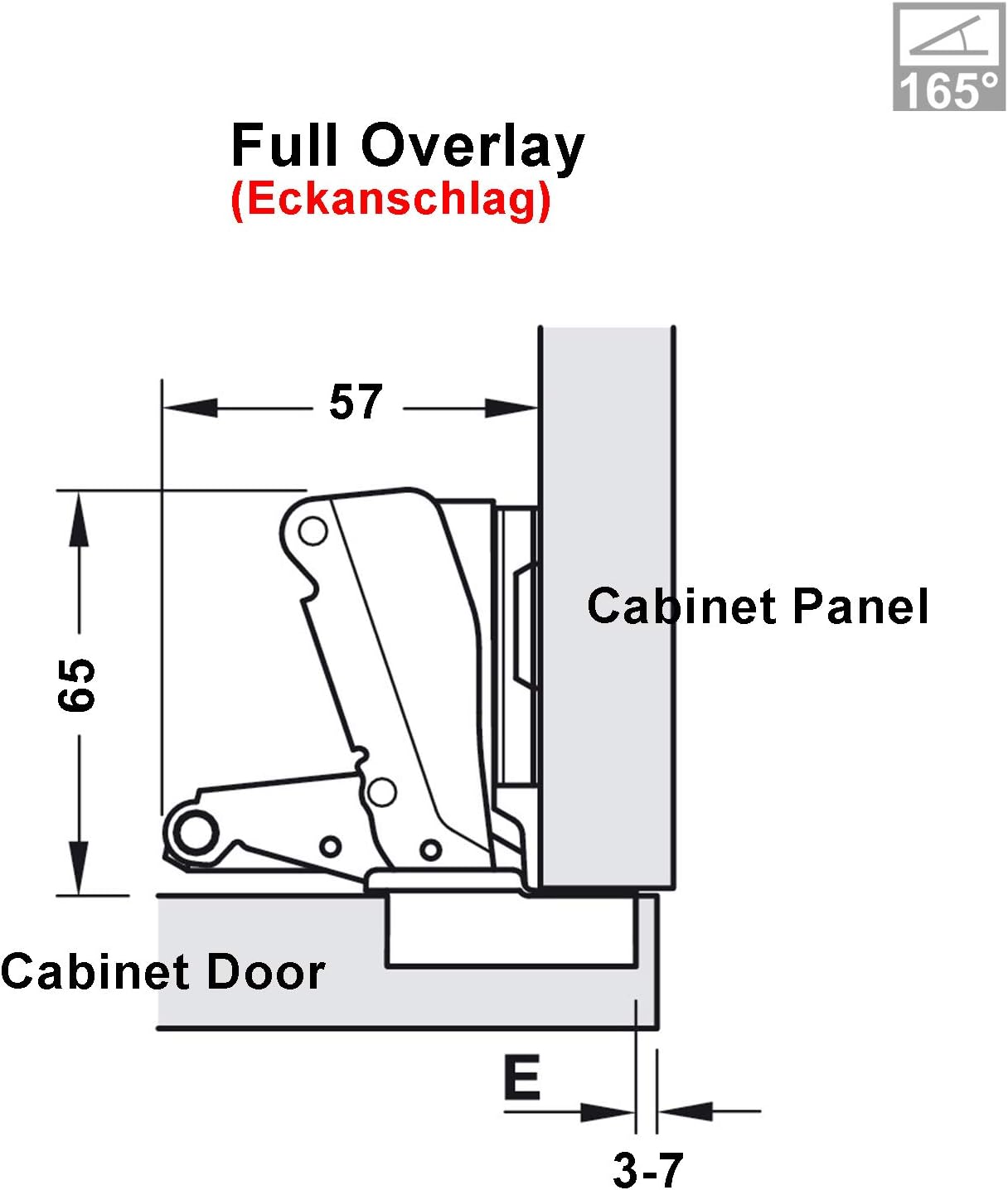 LOOTICH 165 Degree Full Overlay 35mm Hinges with Hydraulic Damper for Kitchen Cabinet Cupboard Wardrobe Door Metal Soft Close Hinge with Cushioning and Buffering Pack of 4 - Image 3