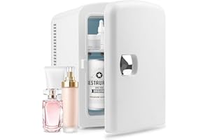 PERSONAL CHILLER Portable Mini Fridge 4 Liter 6 Can Mini Fridge for Bedroom, Office, Snacks, and Skincare Products, White