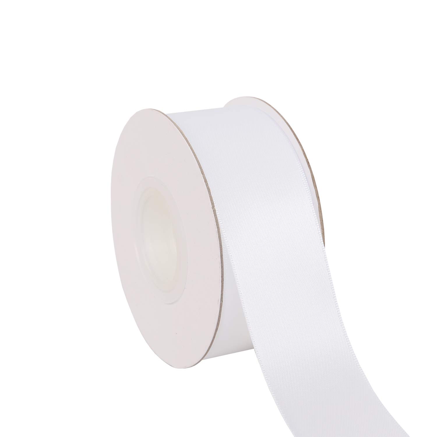 Ribbonitlux 38mm Wide Double Face Satin Ribbon 22 Meters (029-White, Set for Gift Wrapping, Party Decor, Sewing Applications, Wedding and Craft