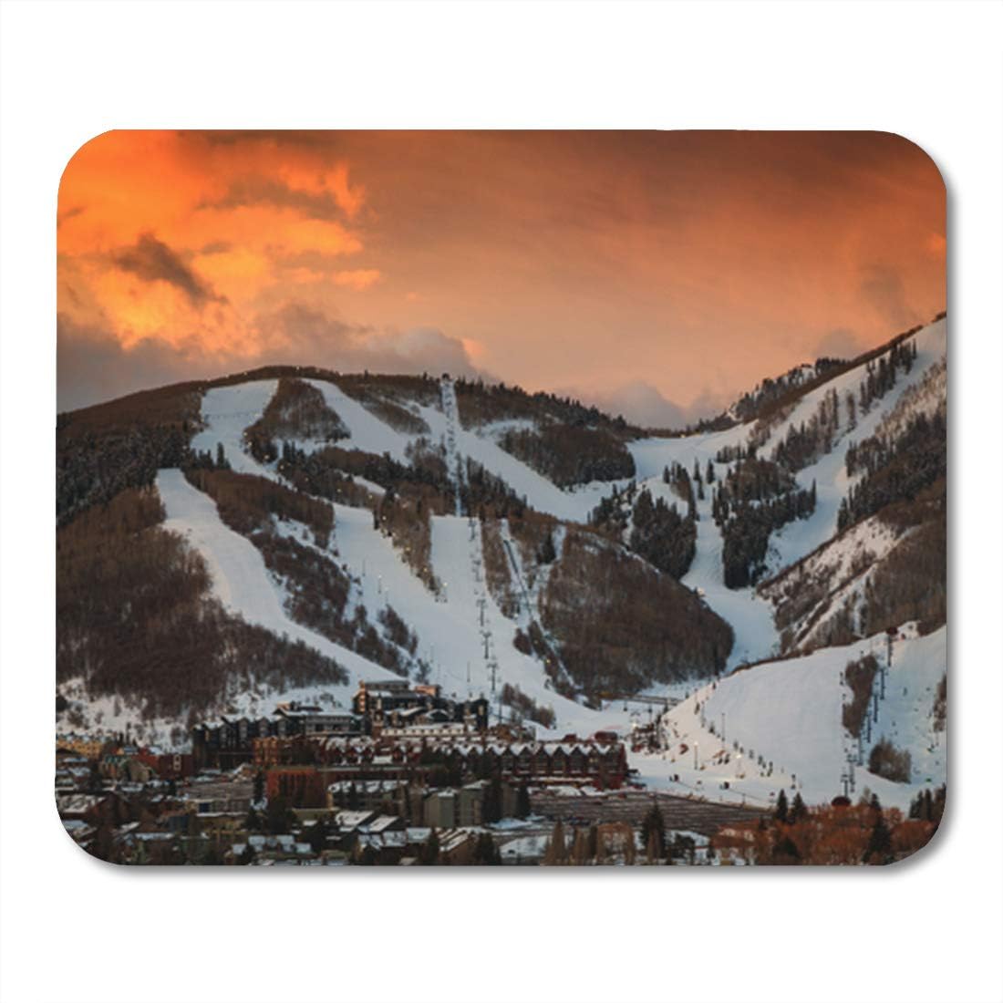 Semtomn Gaming Mouse Pad Blue Winter Sunrise Above Park City Mountain Utah USA 9.5"x 7.9" Decor Office Nonslip Rubber Backing Mousepad Mouse Mat