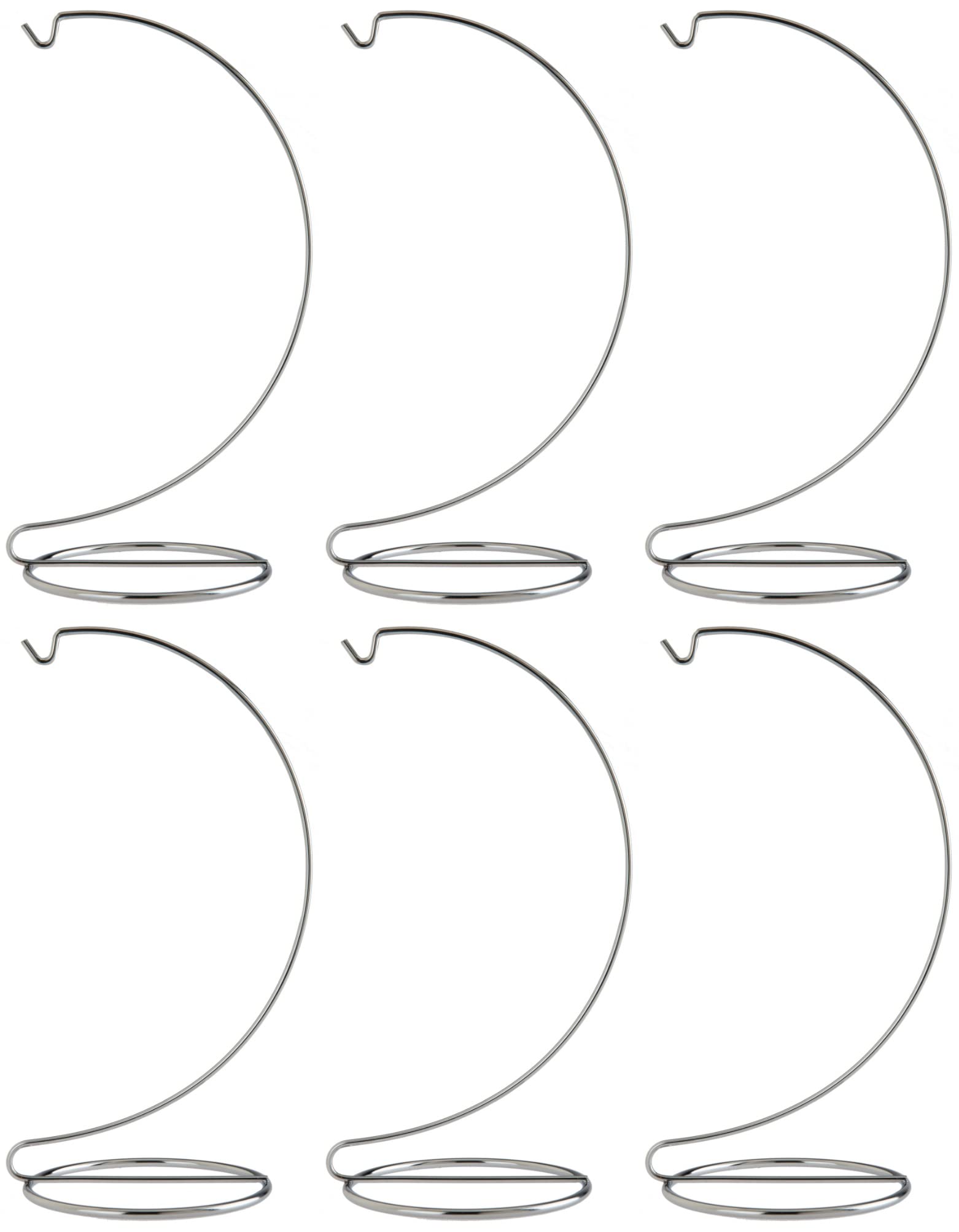 Creative Hobbies® 10 Inch Tall Silver Chrome Wire Ornament Display Hanger Stands for Displaying Christmas Ornaments, Glass Terrariums | Pack of 6 Stands