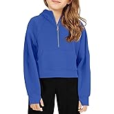 Doshoop Girls Half Ziper Collar Cropped Hoodies Long Sleeve Fleece Zip Up Pullover Sweatshirts
