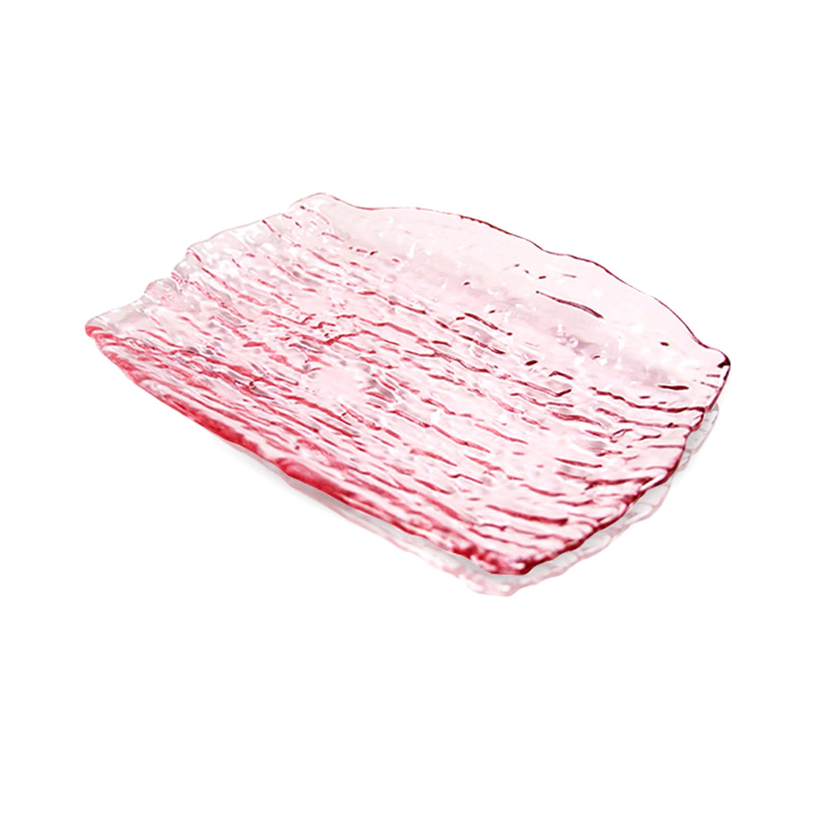 soulnioi Glass Square Fruit Plate, Crystal Clear Salad Plate, Gold Inlay Serving Plate, Snack Dessert Plate Multipurpose Tray Decorative Plate for Home Wedding Party - Pink